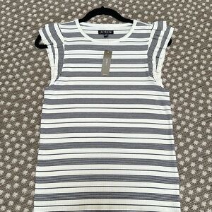BNWT J. Crew Ribbed Flutter Sleeve Striped Top